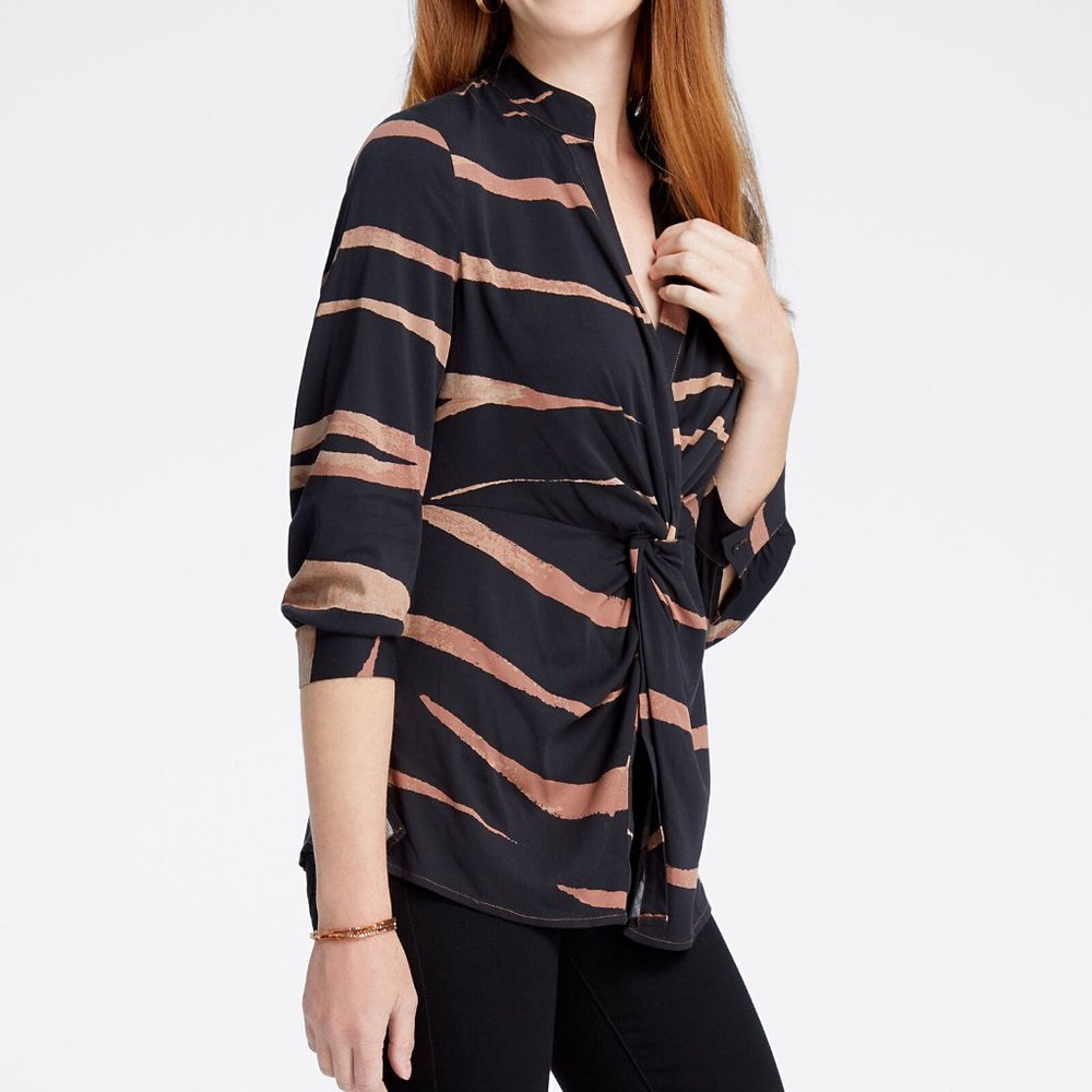 NIC+ZOE Abstract Animal Print Front Twist Top - Picture 3 of 15